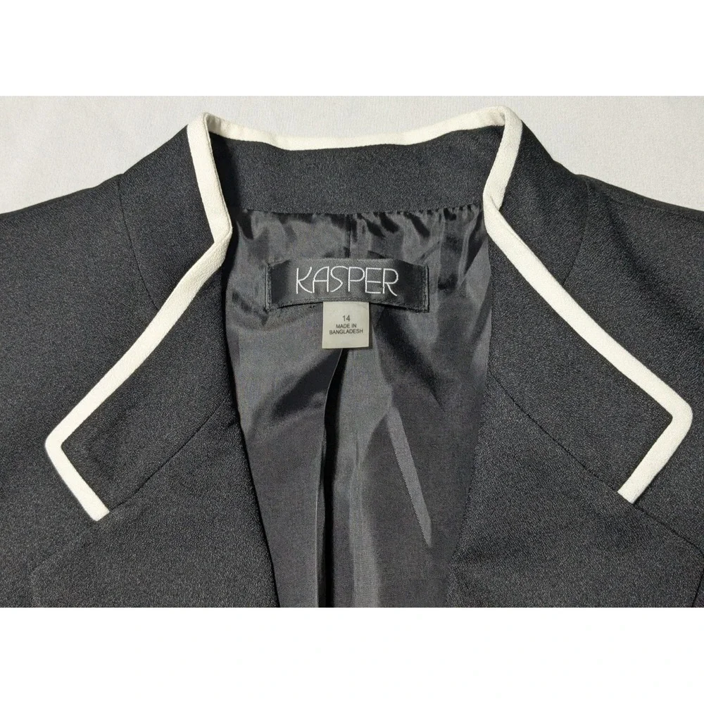 KASPER Women Size 14 Black Vanilla Ice One-Button Blazer‎ NEW